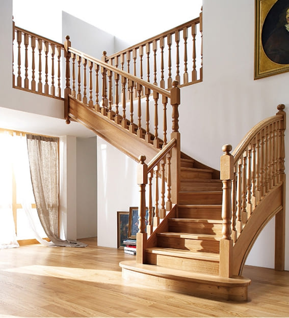 Mẫu cầu thang gỗ tạo nên sự cổ điển lẫn sang trọng cho các kiến trúc hiện đại