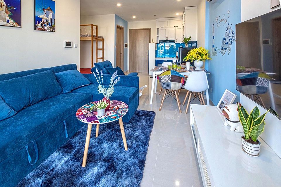 Phòng khách với phong cách Santorini