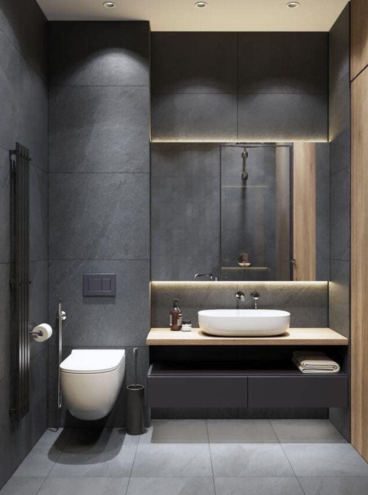Để thiết kế phòng tắm đẹp đơn giản gia chủ nên sử dụng màu trung tính để tạo cảm giác rộng rãi, thoáng mát